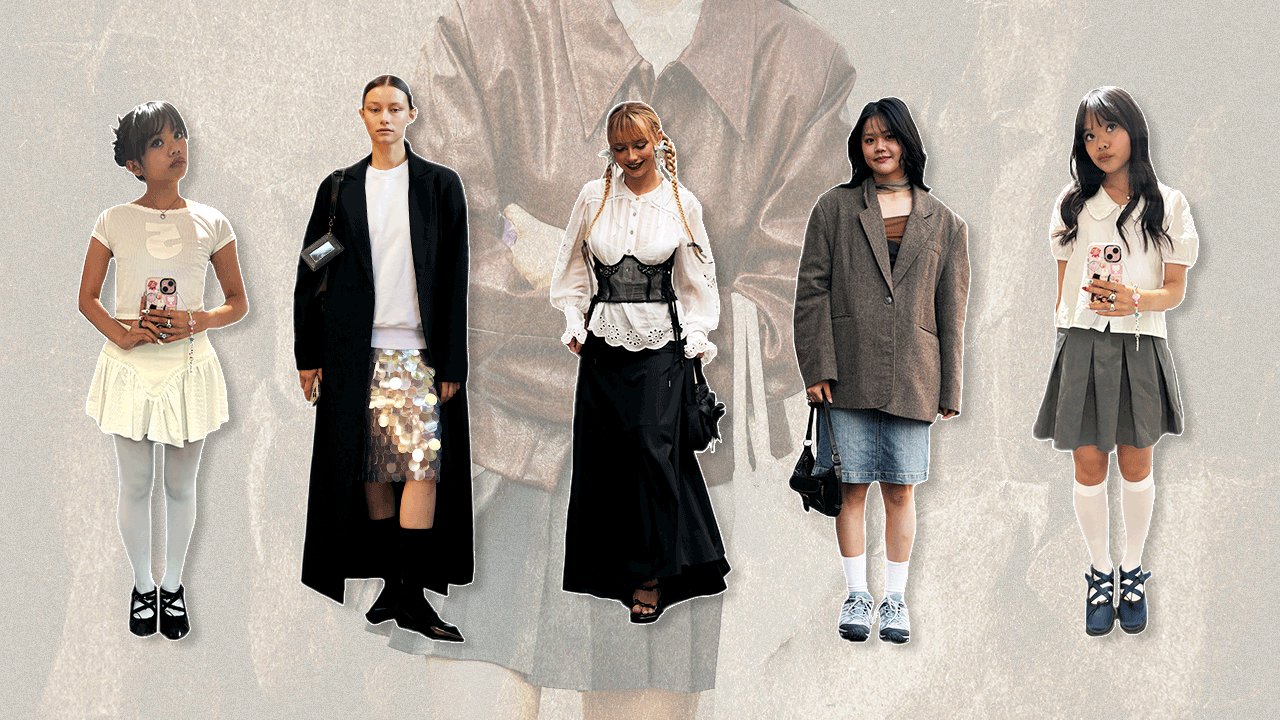 A gif of work outfit inspo from fashion week guests and beauty writer Kleigh Balugo.