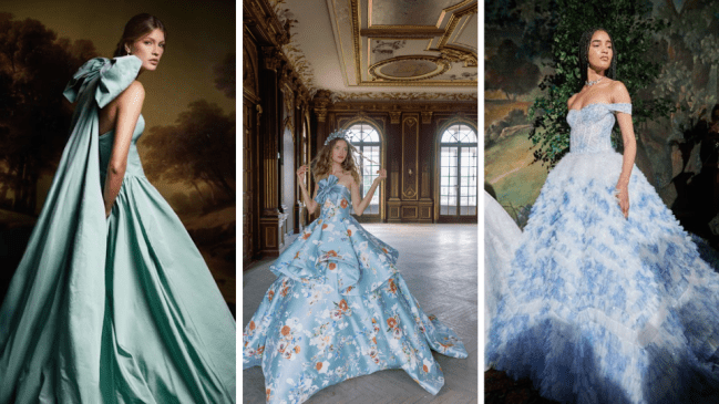 STYLECASTER | Wedding Dress Trends, Blue Wedding Dress