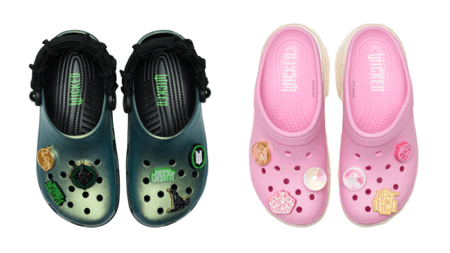 Crocs x Wicked collab shoes.
