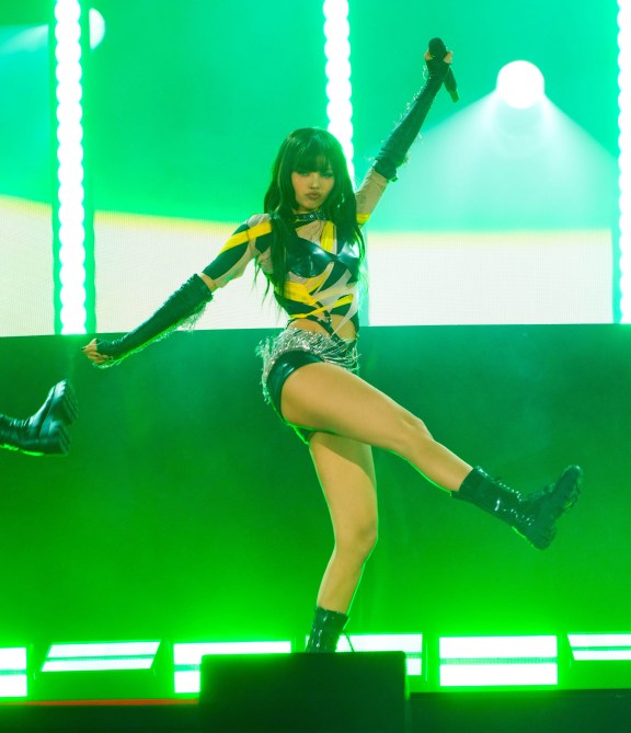 NEW YORK, NY - SEPTEMBER 28:  Lisa of Blackpink is seen performing in concert at the Global Citizen Festival in Central Park on September 28, 2024 in New York City.