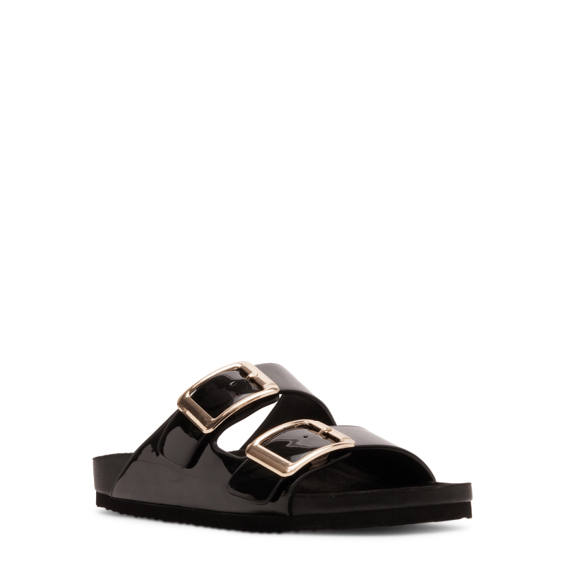 Madden Girl Women's Bodiee Two Strap Footbed Sandal in black