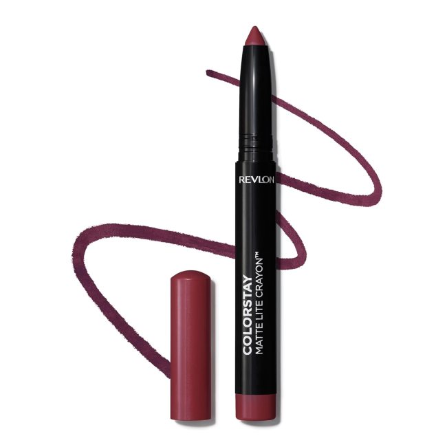 Revlon ColorStay Matte Lite Crayon in On Cloud Wine in a black tube.