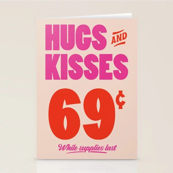 Hugs & Kisses Pink & Orange Stationery Cards