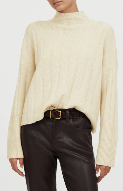 Madewell Ribbed Cashmere & Wool Pullover Sweater in ivory
