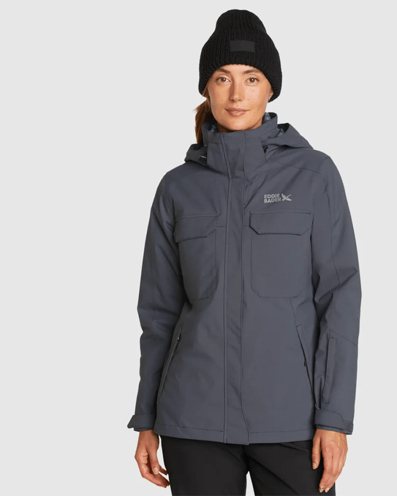 Eddie Bauer Funski 3-in-1 Waterproof Ski Jacket in dark blue-gray-black colorway