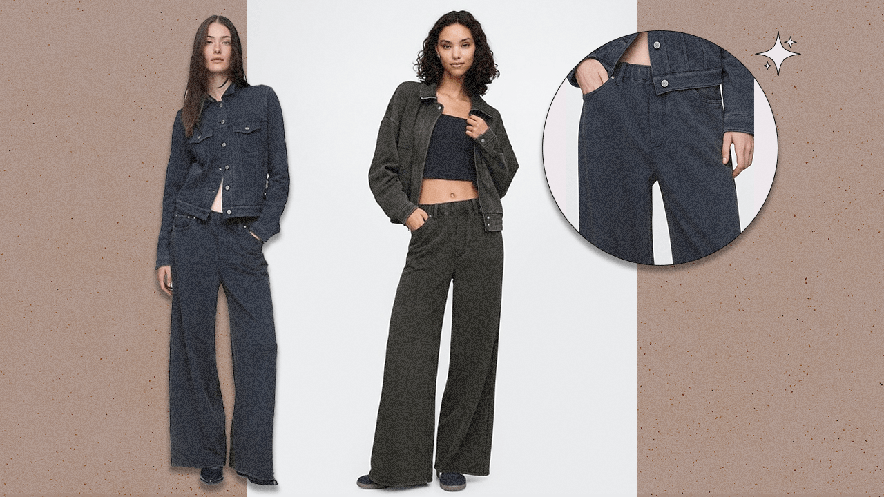Three models wearing the GAP Sweatpant Baggy Jeans