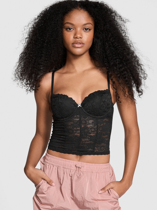 Victoria's Secret Wink Lightly Unlined Balconette Corset Top in black