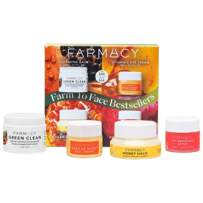 A gift set including four different Farmacy beauty products