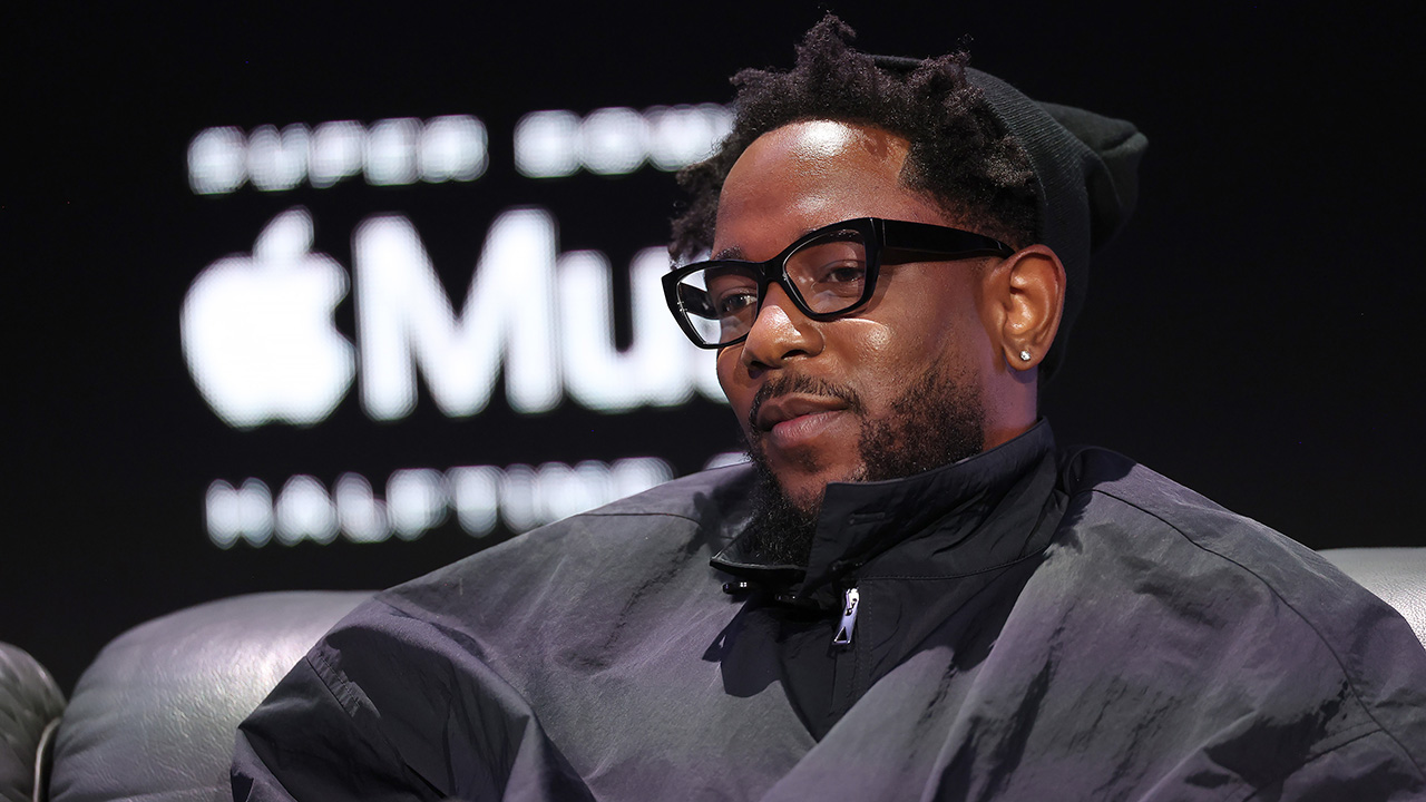 Kendrick Lamar at the Super Bowl LIX Pregame + Apple Music Halftime Show Press Conference on February 06, 2025 in New Orleans, Louisiana.