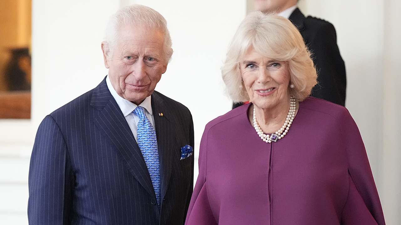 LONDON,  UNITED KINGDOM - DECEMBER 4: King Charles III and Queen Camilla formally bid farewell to the Emir of Qatar Sheikh Tamim bin Hamad Al Thani and his wife Sheikha Jawaher as they leave Buckingham Palace, during day two of The Amir of the State of Qatar state visit to the United Kingdom on December 4, 2024 in London, United Kingdom. His Highness Sheikh Tamim bin Hamad Al Thani, Amir of the State of Qatar, accompanied by Her Highness Sheikha Jawaher bint Hamad bin Suhaim Al Thani, will hold a number of engagements with The Prince and Princess of Wales and The King and Queen.