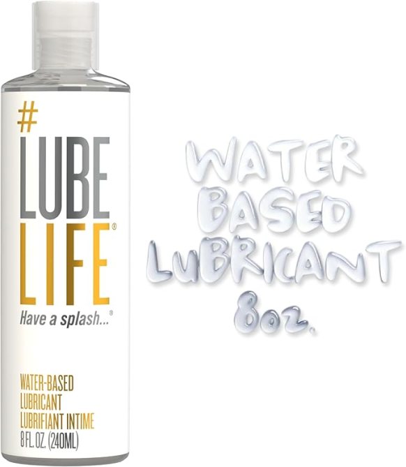 A bottle of water-based lubricant