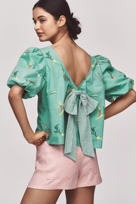 Maeve Bow-Back Swing Blouse