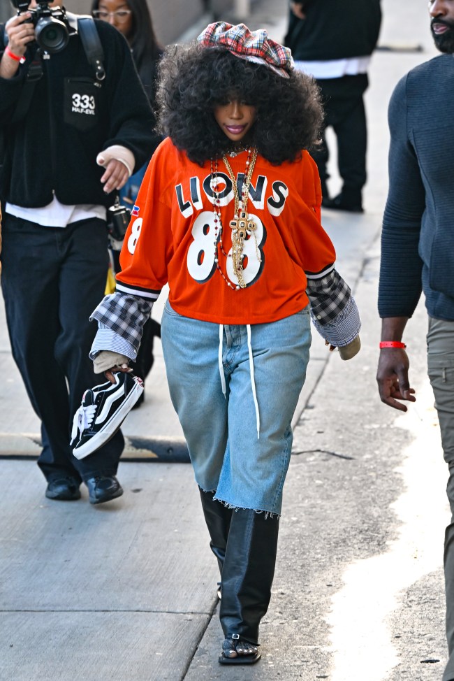 Singer SZA is seen outside of 'Jimmy Kimmel Live' on March 11, 2025 in Los Angeles, California.