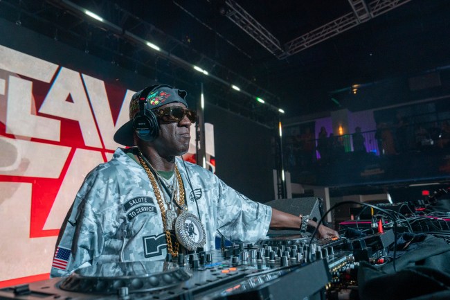 NEW ORLEANS, LOUISIANA - FEBRUARY 9: Hip-Hip artist and DI Flavor Flav performs at Guy Fieri's Flavortown Tailgate Party at Mardi Gras World on February 9, 2025 in New Orleans, Louisiana.
