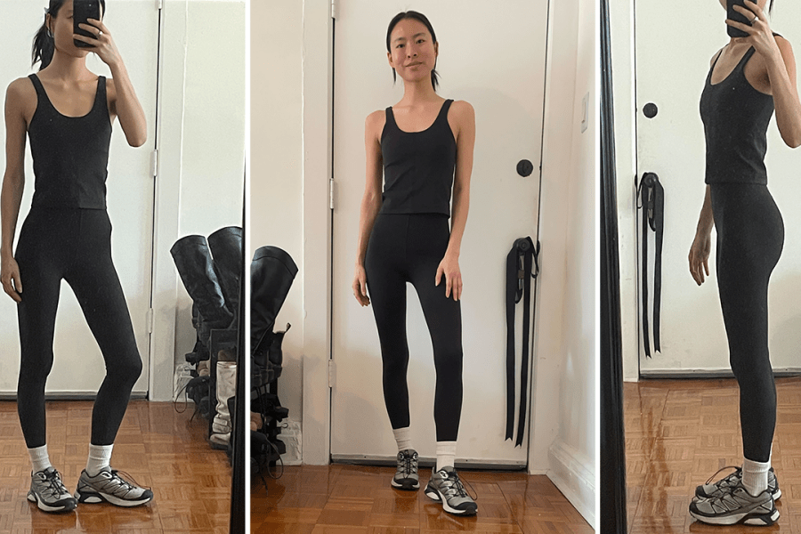 Katie wearing the Lululemon Glow Up Tank Top in the black colorway