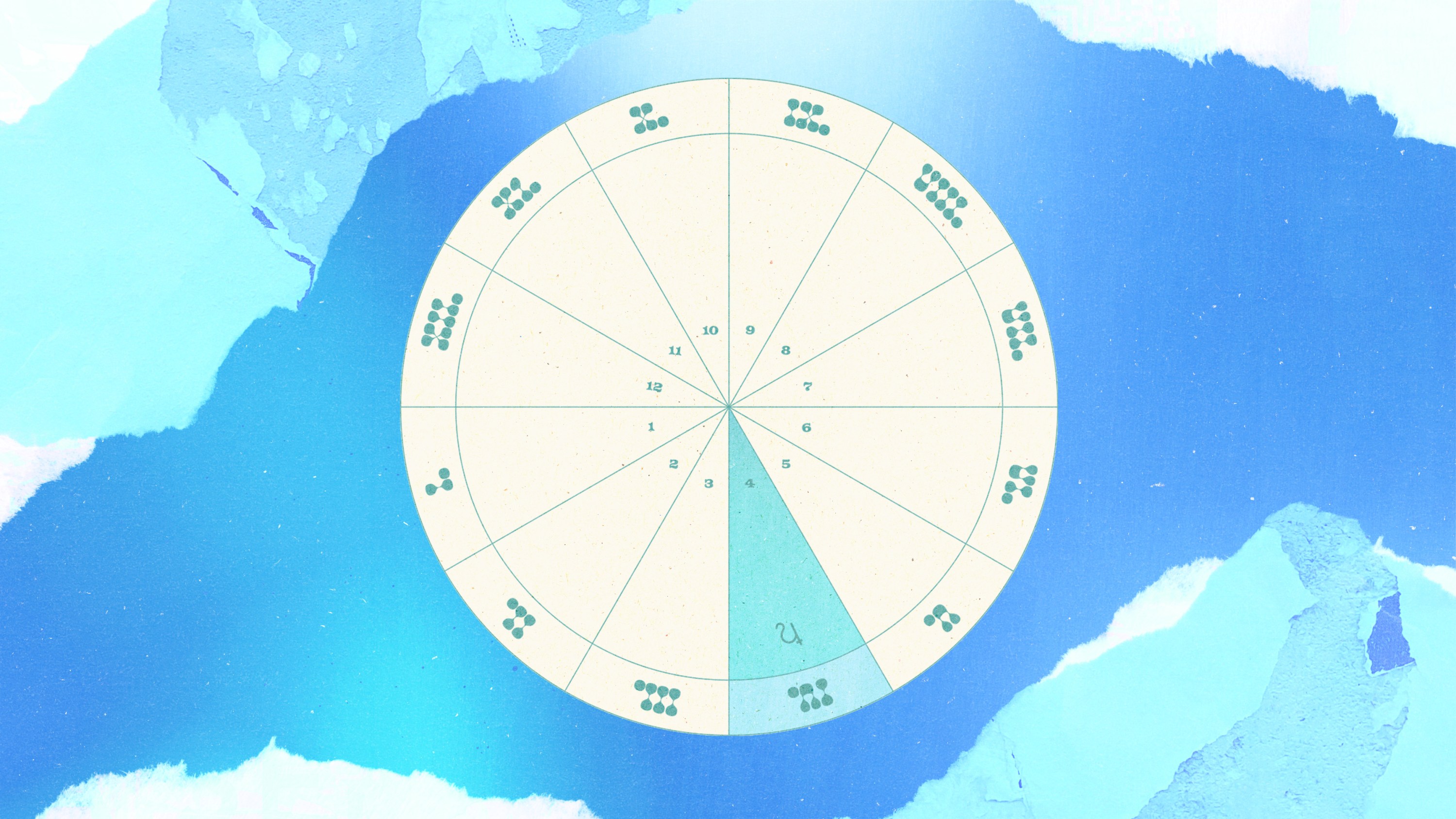 A birth chart with the symbol for Saturn in the fourth house of home and family