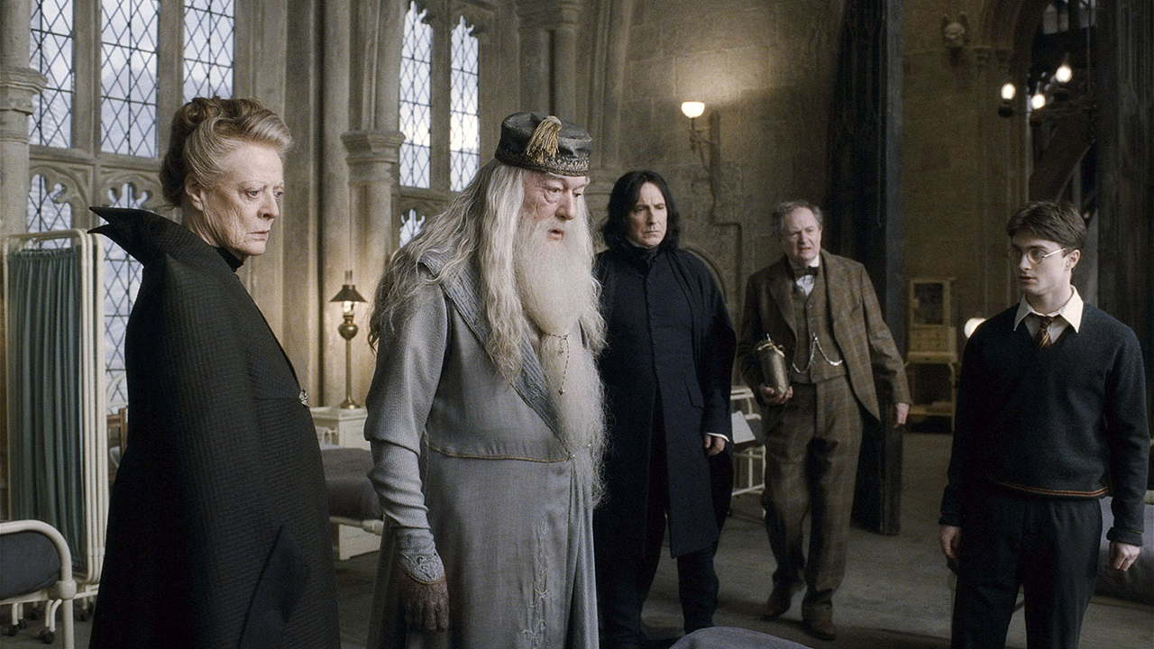 HARRY POTTER AND THE HALF-BLOOD PRINCE, from left: Maggie Smith, Michael Gambon, Alan Rickman, Jim Broadbent, Daniel Radcliffe, 2009