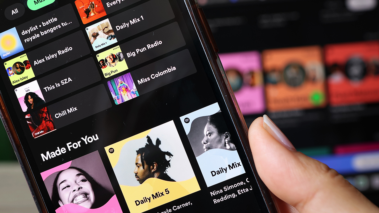 NEW YORK, NEW YORK - JUNE 04: In this photo illustration, the Spotify music app is seen on a phone on June 04, 2024 in New York City. Spotify made an announcement that it will be raising the price of its Spotify Premium Individual plan by $1, from $10.99 to $11.99 per month and the Premium Family plan by $3, from $16.99 to $19.99 per month.