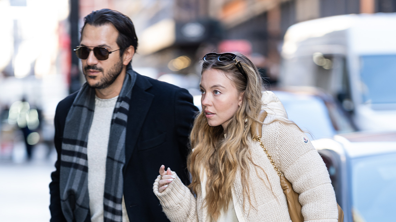 Jonathan Davino (L) and Sydney Sweeney are seen in SoHo on December 14, 2024 in New York City.