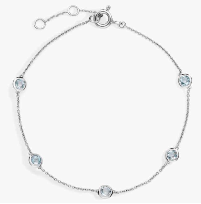 Aquamarine Stationed Bezel-Set Bracelet