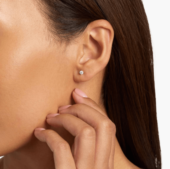 Four Prong Round Brilliant Lab Grown Diamond Stud Earrings