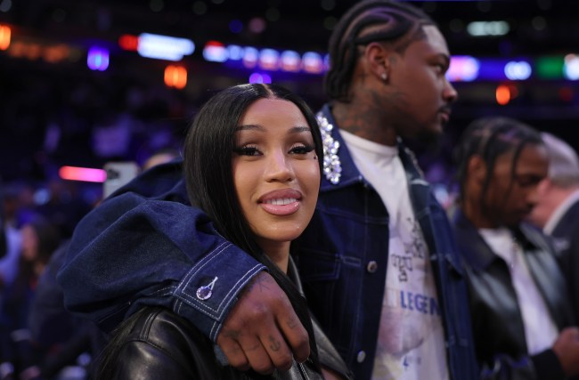 NEW YORK, NEW YORK - MAY 12: NFL Player Stefon Diggs (R) and rapper Cardi B (L) celebrate after Game Four of the Eastern Conference Second Round NBA Playoffs between the Boston Celtics and the New York Knicks at Madison Square Garden on May 12, 2025 in New York City. NOTE TO USER: User expressly acknowledges and agrees that, by downloading and or using this photograph, User is consenting to the terms and conditions of the Getty Images License Agreement.