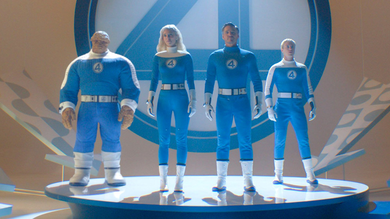 THE FANTASTIC FOUR: FIRST STEPS, (aka THE FANTASTIC FOUR), from left: Ebon Moss-Bachrach as Benjamin Grimm / Thing, Vanessa Kirby as Sue Storm / Invisible Woman, Pedro Pascal as Reed Richards / Mister Fantastic, Joseph Quinn as Johnny Storm / Human Torch, 2025.