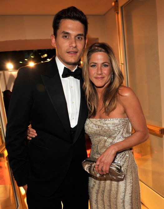 (EXCLUSIVE, Premium Rates Apply) WEST HOLLYWOOD, CA - FEBRUARY 22:  (***EXCLUSIVE ACCESS SPECIAL RATES APPLY*** NO TV BROADCAST IN THE USA OR CANADA UNTIL FEBRUARY 26.) Musician John Mayer and actress Jennifer Aniston attends the 2009 Vanity Fair Oscar party hosted by Graydon Carter at the Sunset Tower Hotel on February 22, 2009 in West Hollywood, California.