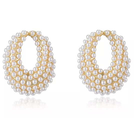 Ettika Classic Faux Pearl Cluster Earrings