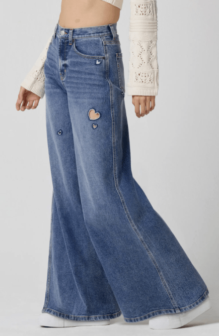 Florence by Mills Heart Cutout High Waist Wide Leg Jeans