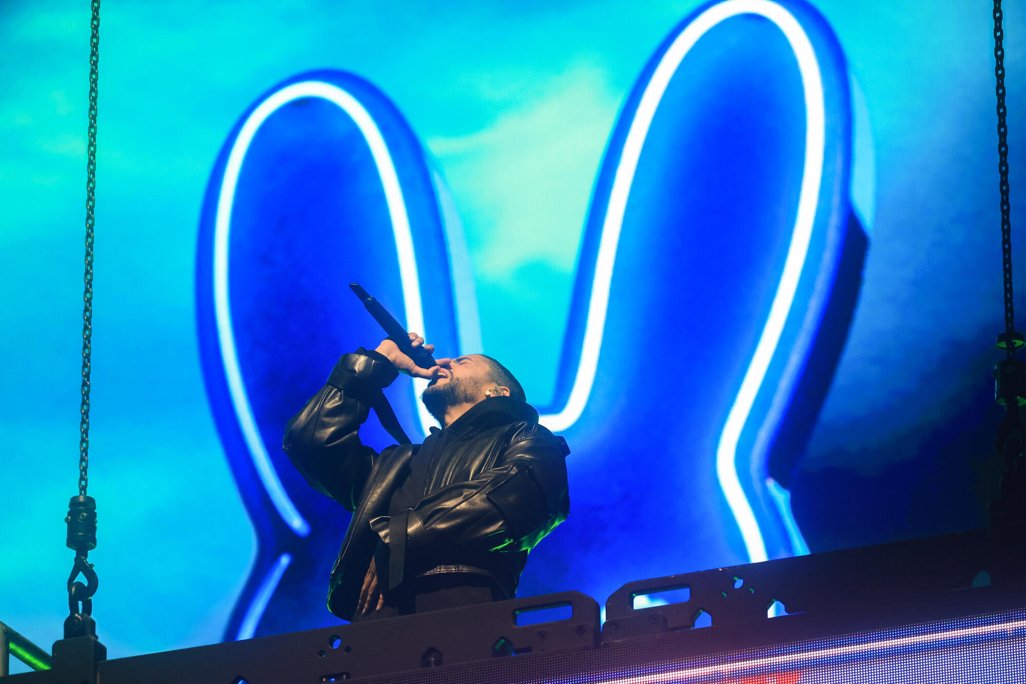 Bad Bunny performs onstage at the 2023 Coachella Valley Music & Arts Festival on April 21, 2023 in Indio, California.