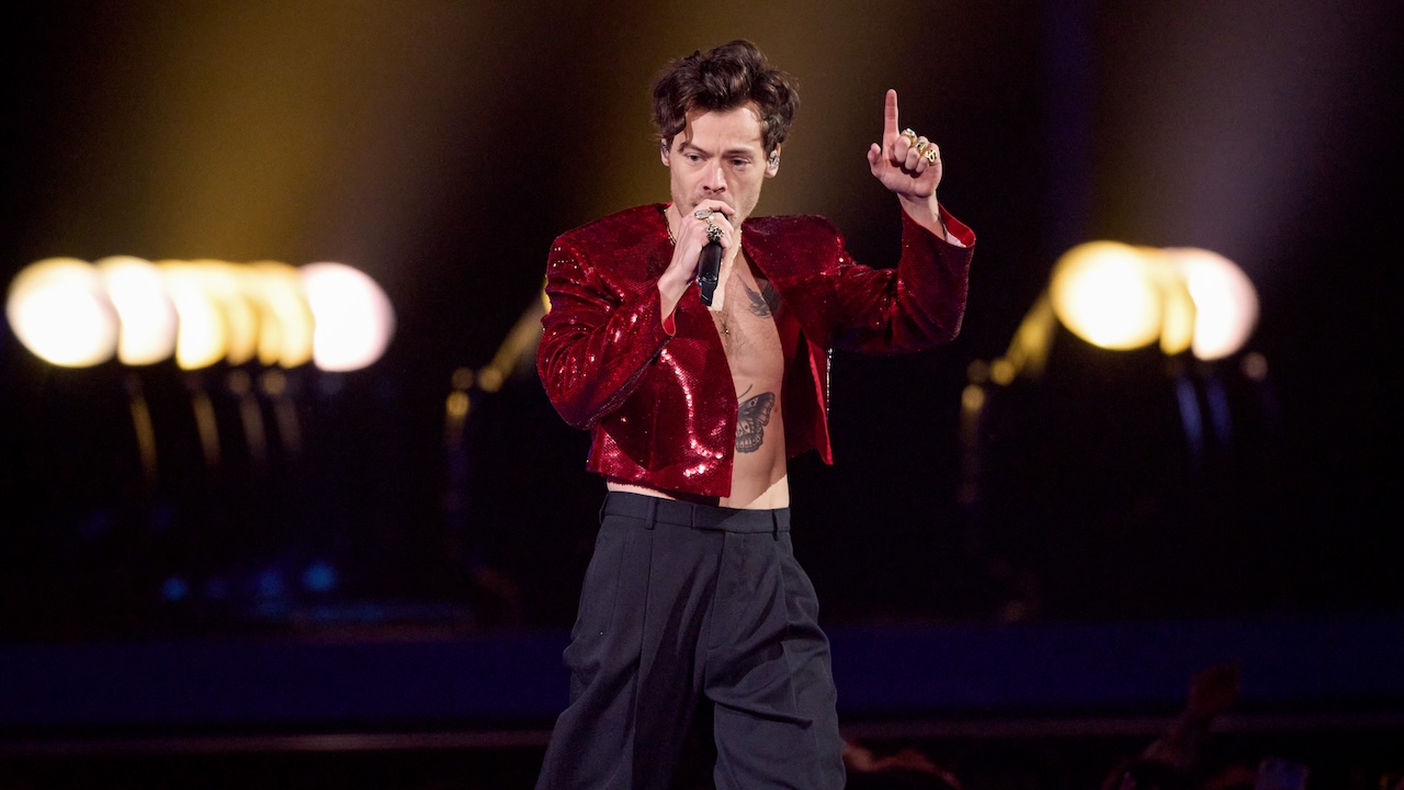 Harry Styles performs on stage during The BRIT Awards 2023 at The O2 Arena on February 11, 2023 in London, England.