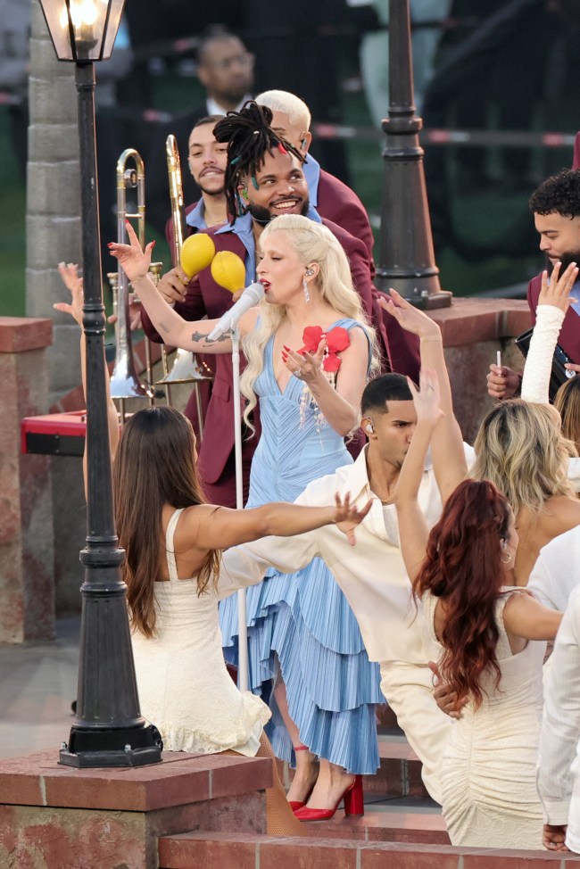 SANTA CLARA, CALIFORNIA - FEBRUARY 08: Lady Gaga performs with Bad Bunny onstage during the Apple Music SuSANTA CLARA, CALIFORNIA - FEBRUARY 08: Lady Gaga performs with Bad Bunny onstage during the Apple Music Super Bowl LX Halftime Show at Levi's Stadium on February 08, 2026 in Santa Clara, California.per Bowl LX Halftime Show at Levi's Stadium on February 08, 2026 in Santa Clara, California.