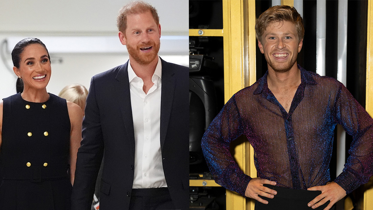Meghan, Duchess of Sussex and Prince Harry, Duke of Sussex visit the Royal Children's Hospital on April 14, 2026 in Melbourne, Australia; Robert Irwin on 'Dancing with the Stars' in 2025.
